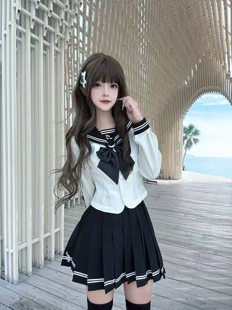 Sweet_Kawaii_JK_Black_And_White_Sailor_Waist_Slimming_Women's_Short_Skirt_Skirt_Sets_979864216990_MISSTT