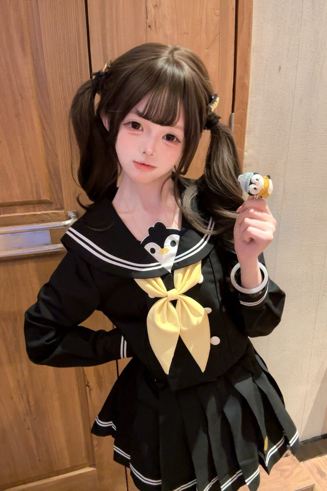Sweet_Kawaii_JK_Black_Sailor_Long_Sleeve_Cinched_Waist_Short_Skirt_Bow_Women's_Skirt_Sets_985026118841_MISSTT