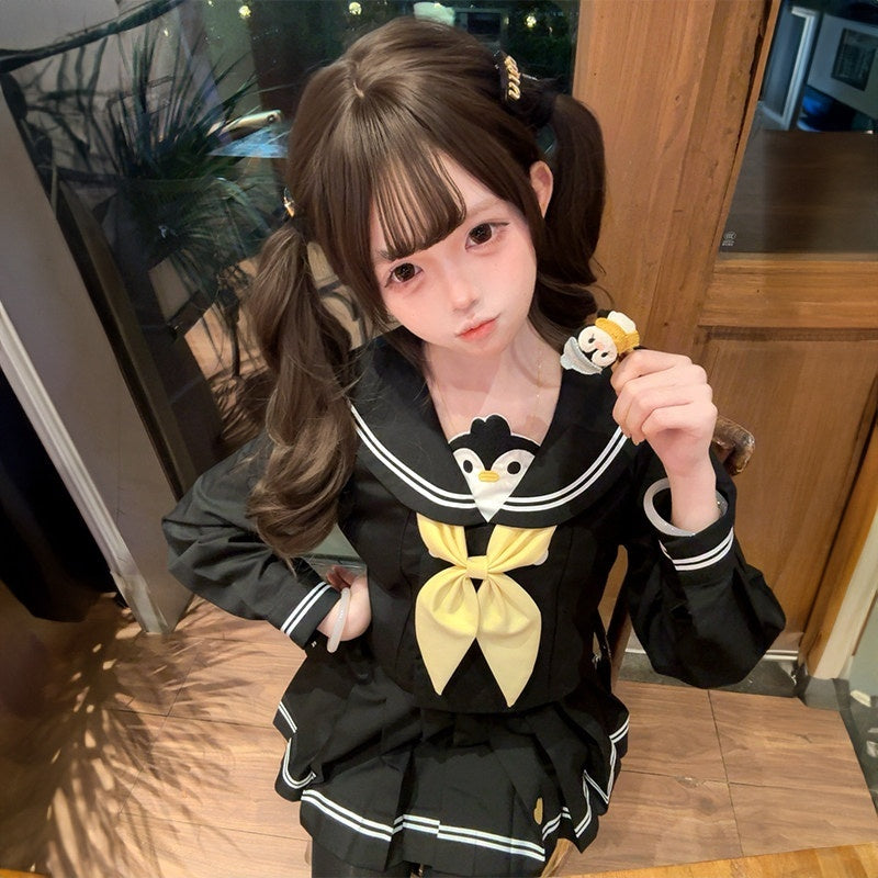 Sweet_Kawaii_JK_Black_Sailor_Long_Sleeve_Cinched_Waist_Short_Skirt_Bow_Women's_Skirt_Sets_985026118841_MISSTT