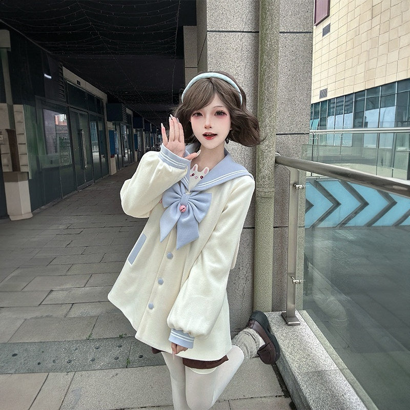 Sweet_Kawaii_JK_Blue_Embroidered_Rabbit_Tail_Bow_Lapel_Jk_Oversized_Women's_Coats_989580730927_MISSTT