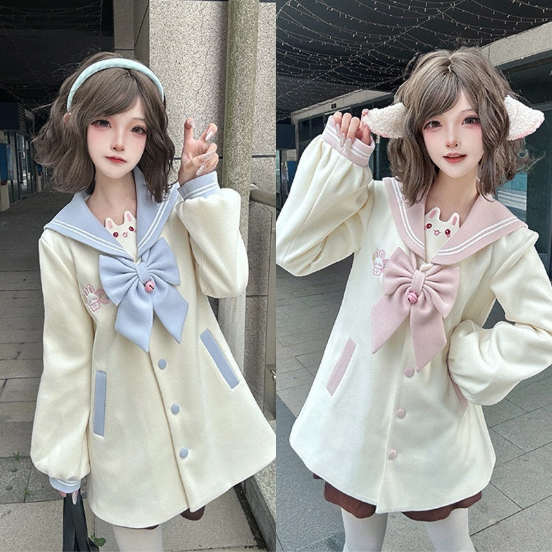 Sweet_Kawaii_JK_Blue_Embroidered_Rabbit_Tail_Bow_Lapel_Jk_Oversized_Women's_Coats_989580730927_MISSTT