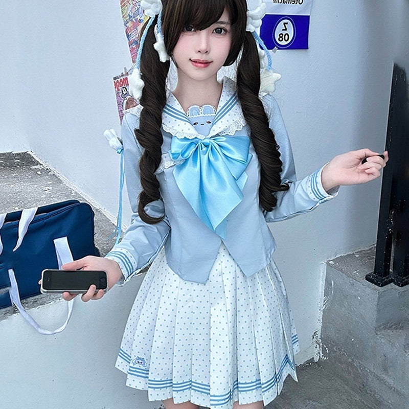 Sweet_Kawaii_JK_Cloud_Bunny_Polka_Dot_Sailor_Waist_Cinched_Women's_Polyester_Skirt_Sets_1034874379970_MISSTT