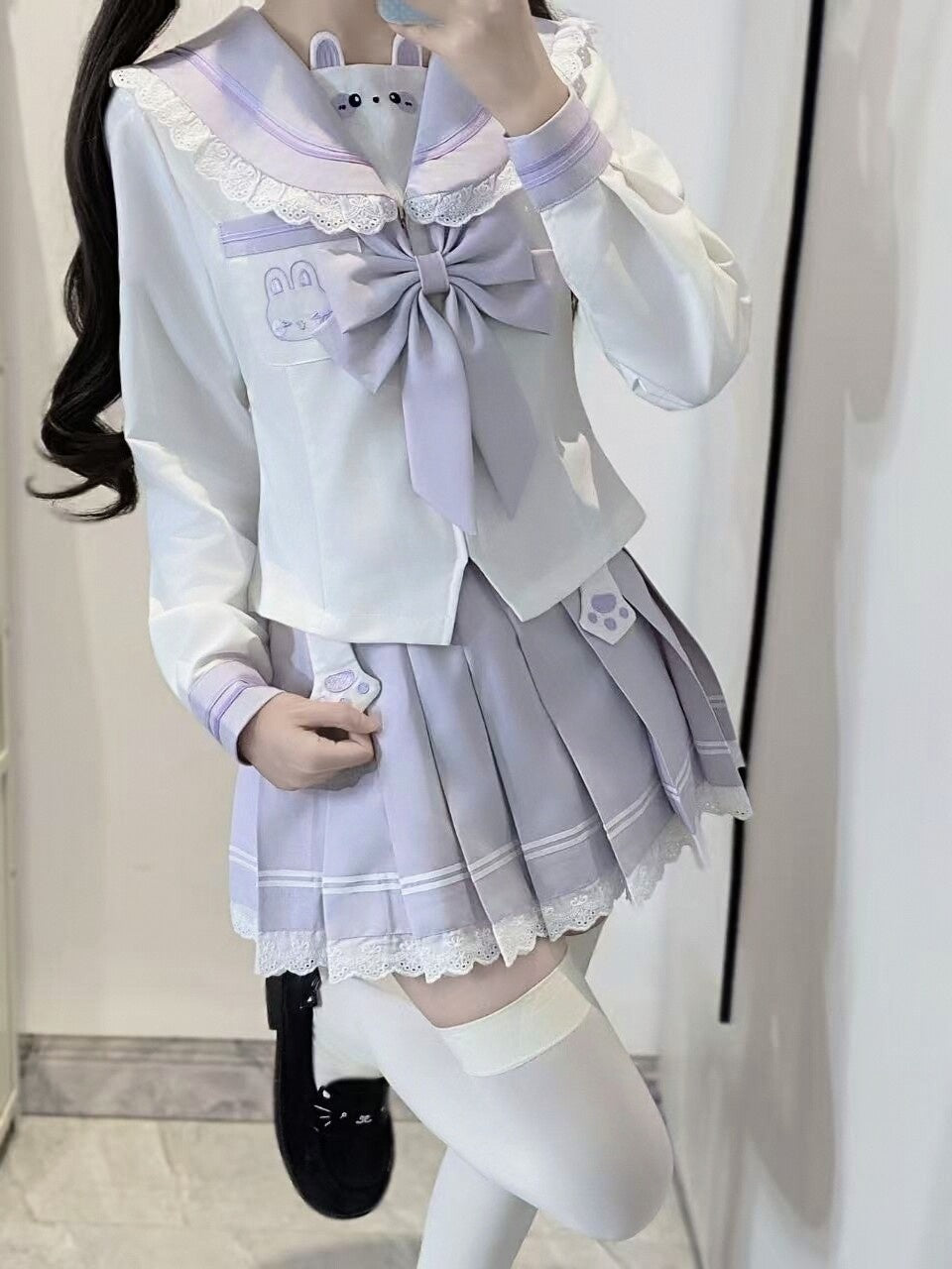 Sweet_Kawaii_JK_Cute_Bunny_Jk_Sailor_Collar_Lace_Trim_Women's_Polyester_Skirt_Sets_1034214744076_MISSTT