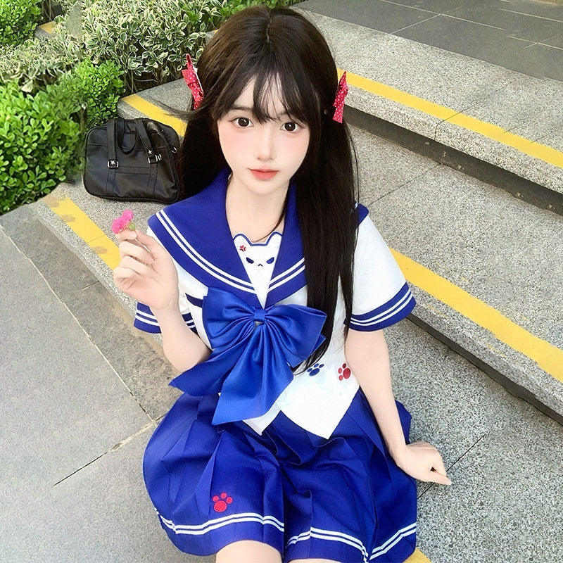 Sweet_Kawaii_JK_Cute_Jk_Sailor_Collar_Cinched_Waist_Short_Sleeve_Women's_Polyester_Skirt_Sets_1036252845292_MISSTT
