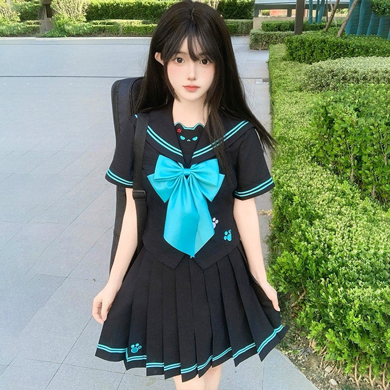 Sweet_Kawaii_JK_Cute_Jk_Sailor_Collar_Cinched_Waist_Short_Sleeve_Women's_Polyester_Skirt_Sets_1036252845292_MISSTT
