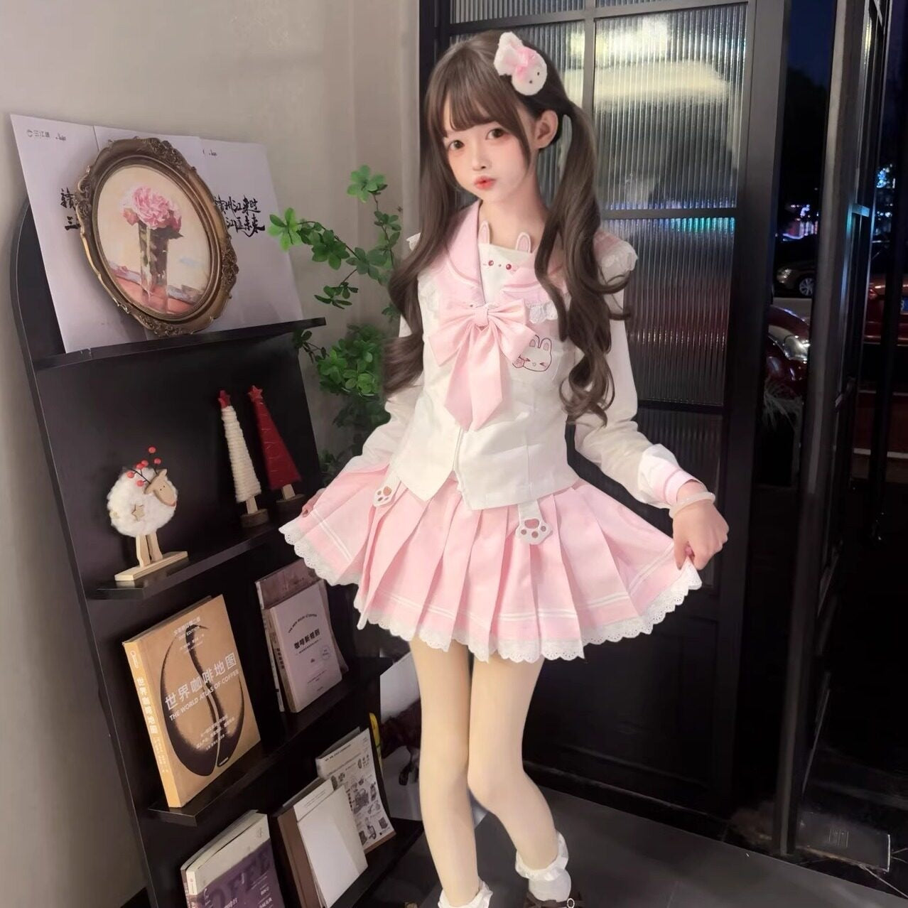 Sweet_Kawaii_JK_Cute_Rabbit_Jk_Sailor_Cinched_Waist_Women's_Polyester_Skirt_Sets_998311185840_MISSTT