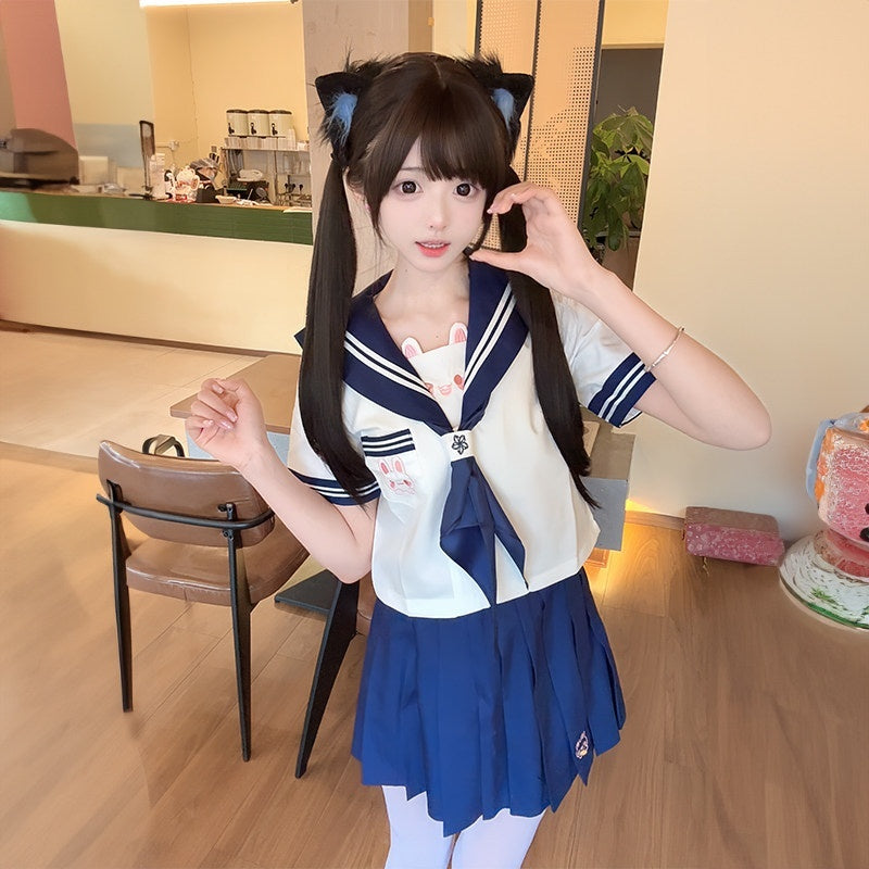 Sweet_Kawaii_JK_Cute_Rabbit_Print_Sailor_Collar_Jk_Uniform_Women's_Polyester_Skirt_Sets_952492045720_MISSTT
