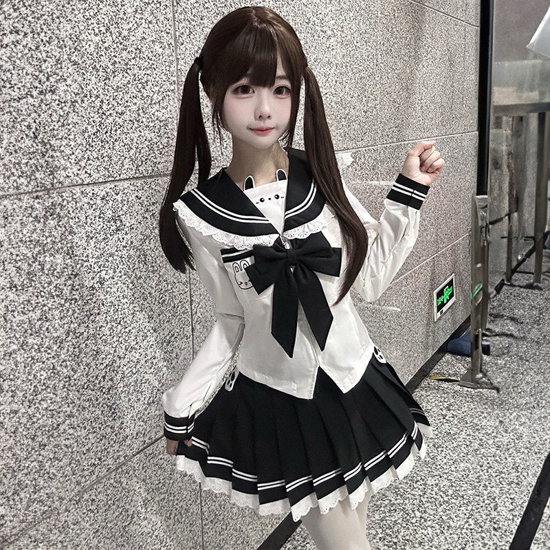 Sweet_Kawaii_JK_Cute_Rabbit_Sailor_Pleated_Waist_Tie_Long_Sleeve_Women's_Polyester_Skirt_Sets_991452130823_MISSTT