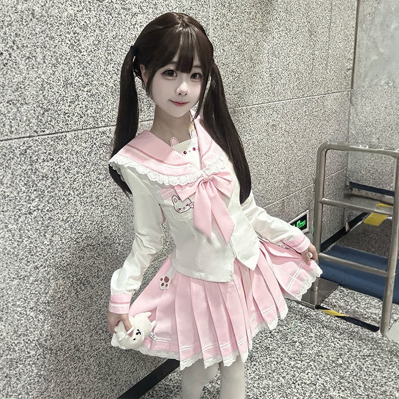 Sweet_Kawaii_JK_Cute_Rabbit_Sailor_Pleated_Waist_Tie_Long_Sleeve_Women's_Polyester_Skirt_Sets_991452130823_MISSTT