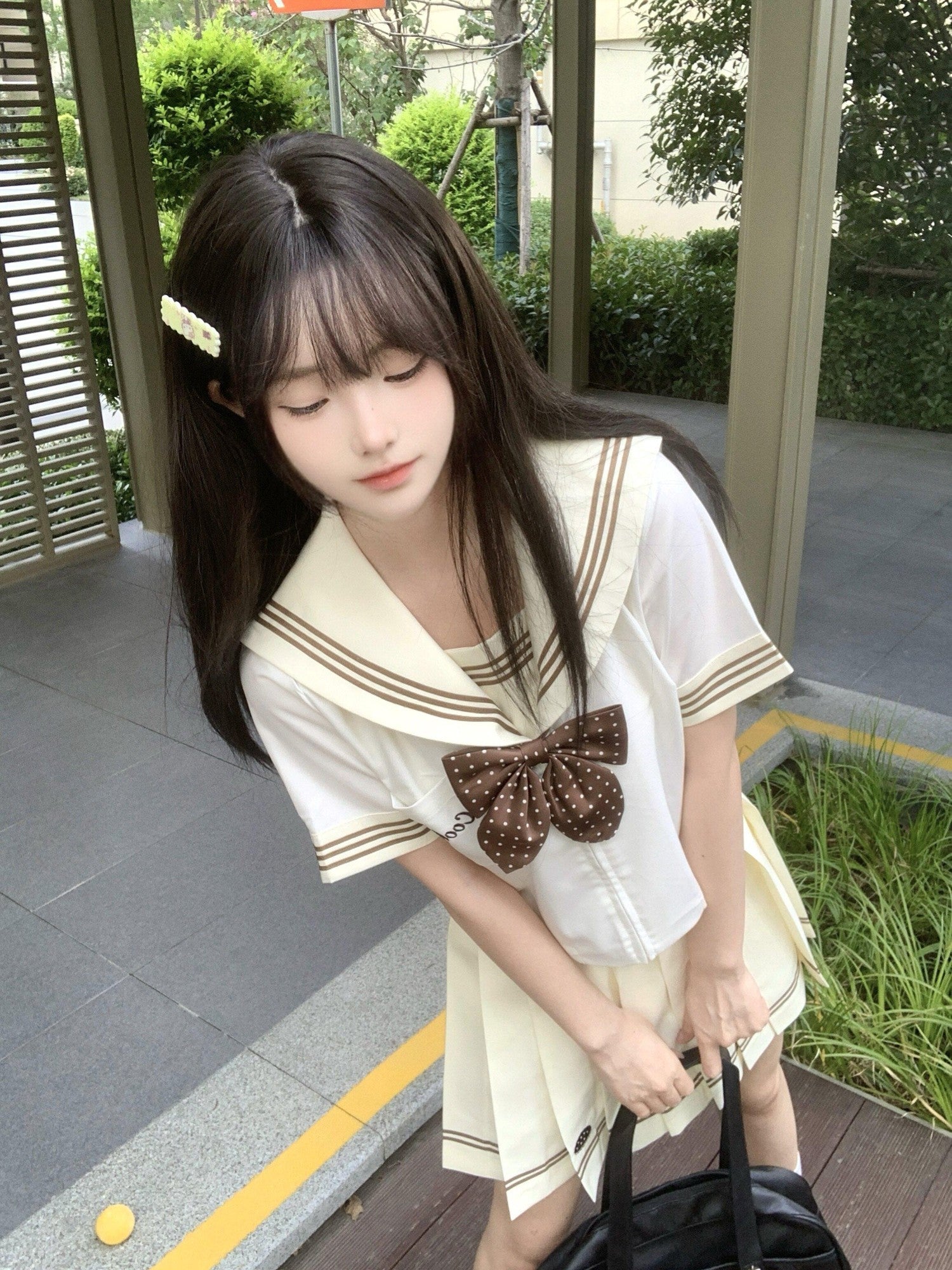 Sweet Kawaii JK Embroidered Japanese Pleated Sailor Jk Uniform Short Sleeve Women's Skirt Sets