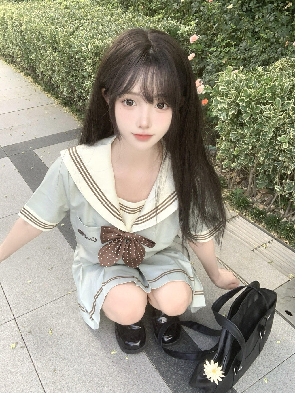 Sweet Kawaii JK Embroidered Japanese Pleated Sailor Jk Uniform Short Sleeve Women's Skirt Sets