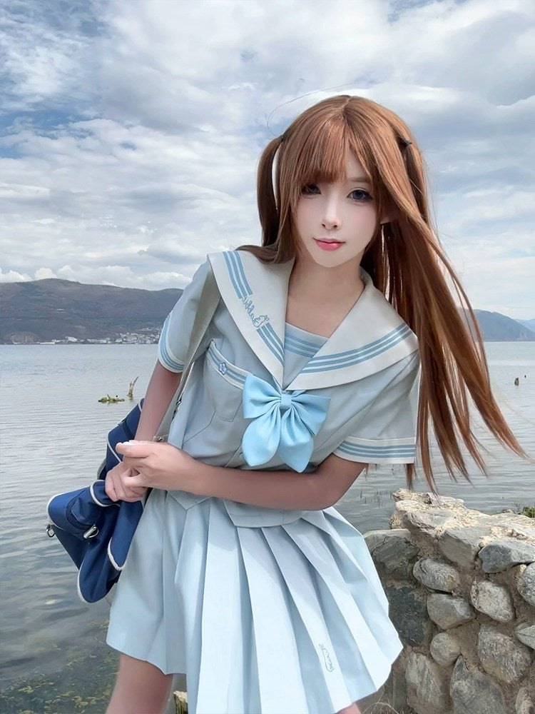 Sweet_Kawaii_JK_Fishtail_Bow_Cinched_Waist_Sailor_Short_Sleeve_Women's_Polyester_Skirt_Sets_1041890533962_MISSTT