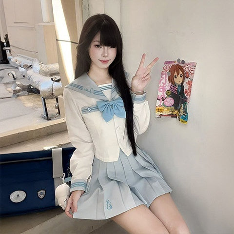 Sweet_Kawaii_JK_Fishtail_Bow_Cinched_Waist_Sailor_Short_Sleeve_Women's_Polyester_Skirt_Sets_1041890533962_MISSTT