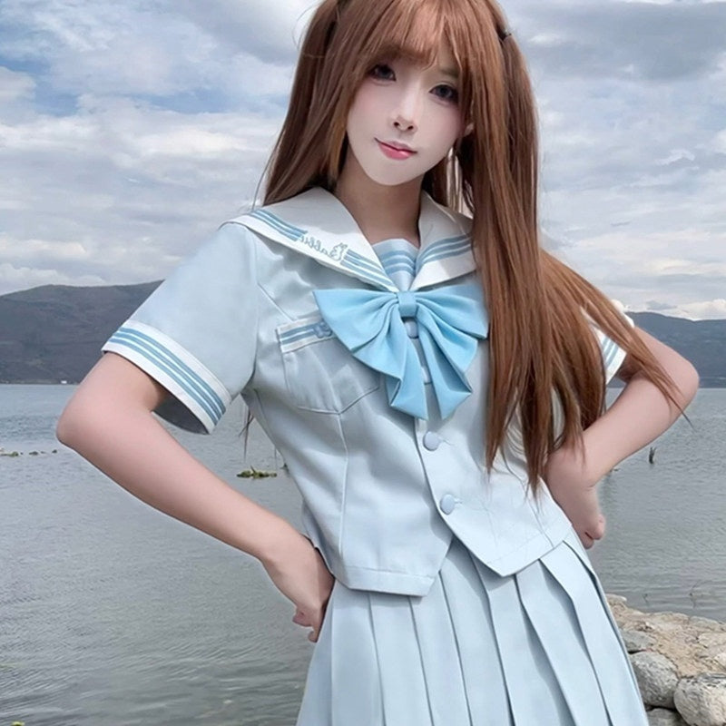 Sweet_Kawaii_JK_Fishtail_Bow_Cinched_Waist_Sailor_Short_Sleeve_Women's_Polyester_Skirt_Sets_1041890533962_MISSTT