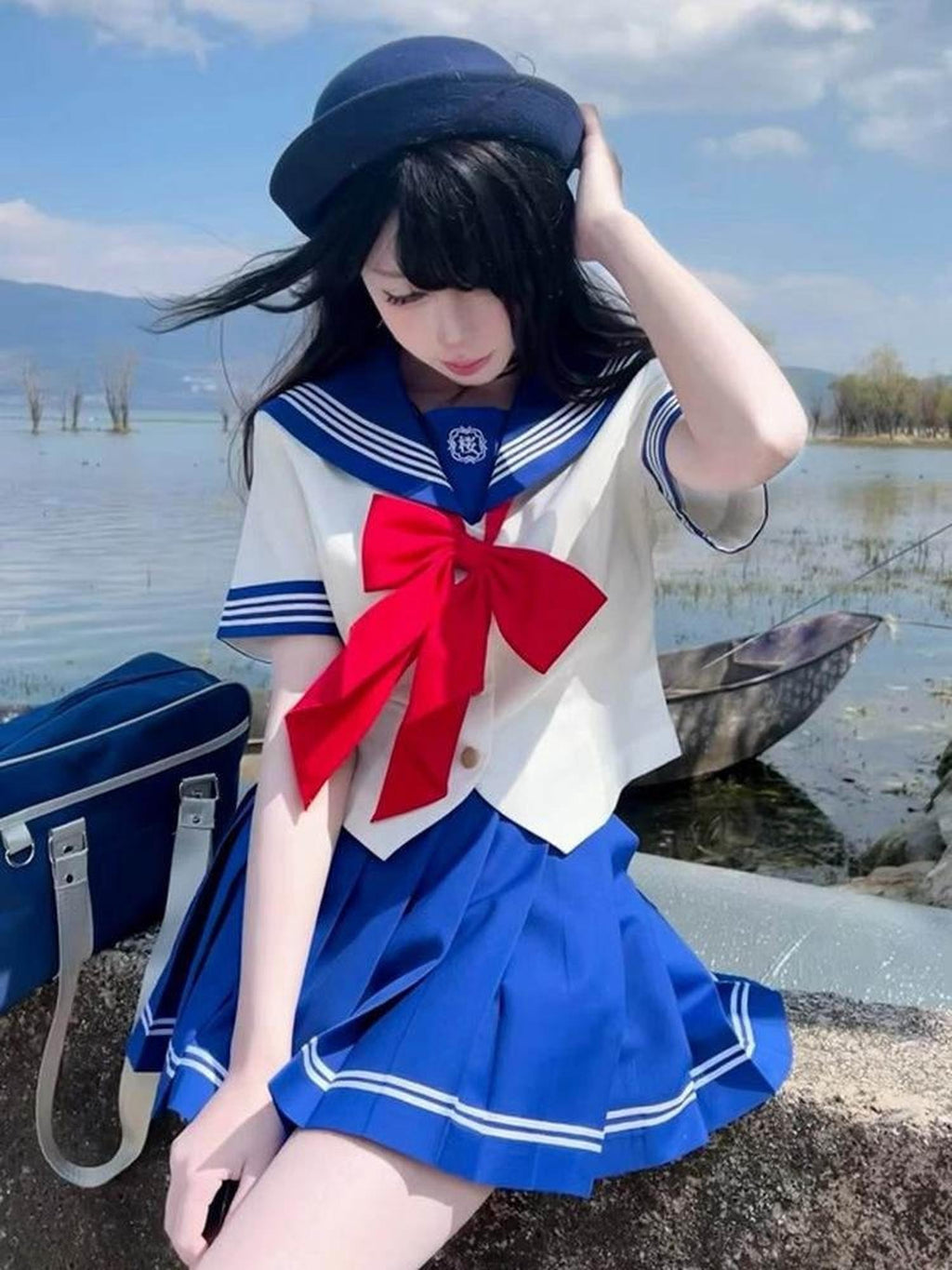 Sweet Kawaii JK Japanese Sailor Jk Uniform Short Sleeve Short Skirt Academy Women's Skirt Sets