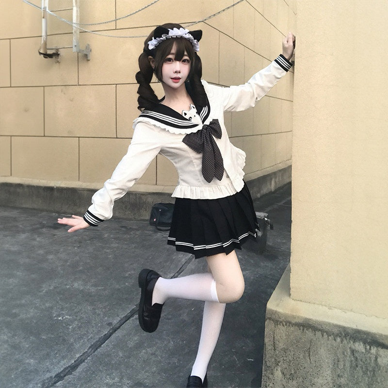 Sweet_Kawaii_JK_Japanese_School_Sailor_Collar_Cinched_Waist_Bow_Women's_Polyester_Skirt_Sets_1014940363107_MISSTT