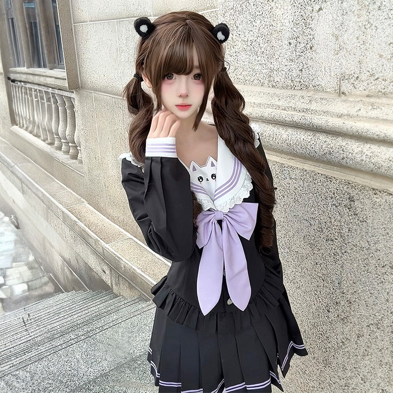 Sweet_Kawaii_JK_Japanese_School_Sailor_Collar_Cinched_Waist_Bow_Women's_Polyester_Skirt_Sets_1014940363107_MISSTT
