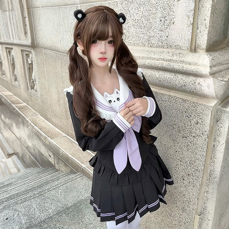 Sweet_Kawaii_JK_Japanese_School_Sailor_Collar_Cinched_Waist_Bow_Women's_Polyester_Skirt_Sets_1014940363107_MISSTT
