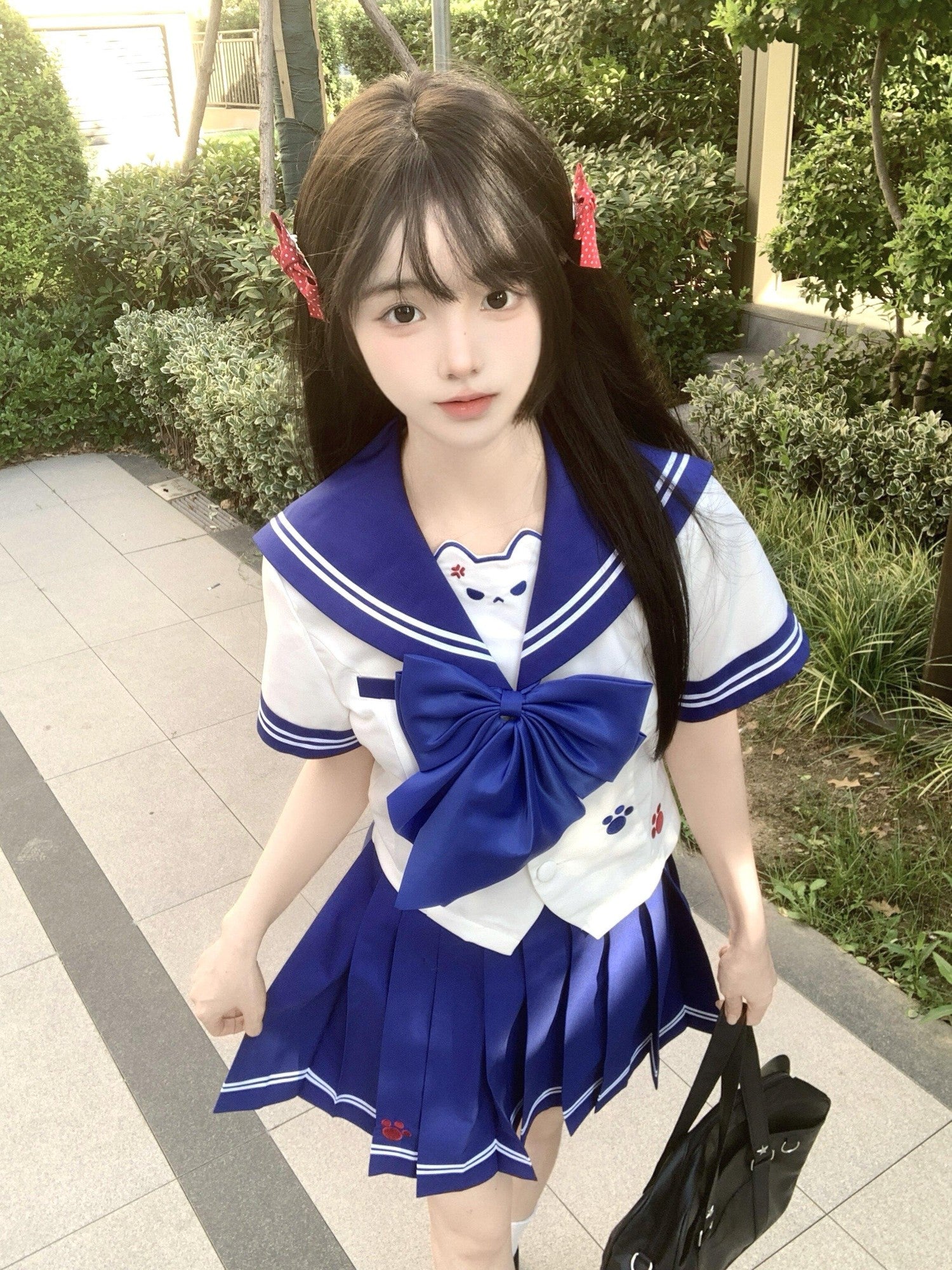 Sweet Kawaii JK Japanese School Sailor Collar Waist Cinched Polyester Women's Skirt Sets