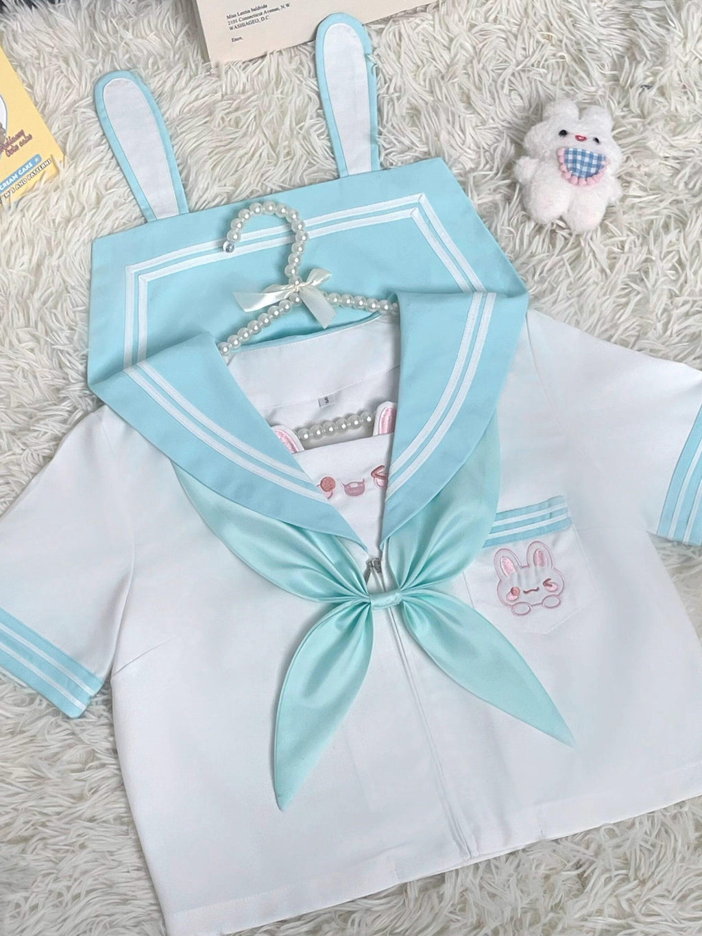 Sweet Kawaii JK Jk Sailor Collar Short Sleeve School Uniform Women's Polyester Skirt Sets