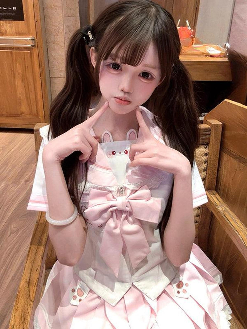 Sweet Kawaii JK Jk Sailor Collar Waist Cinched Short Sleeve Women's Polyester Skirt Sets