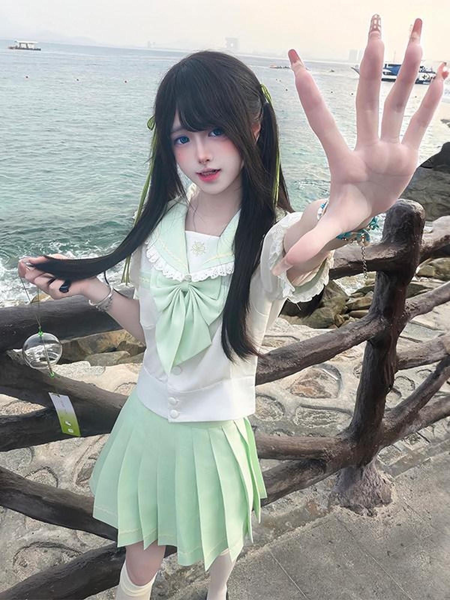 Sweet Kawaii JK Jk Sailor Lapel Short Sleeve School Uniform Women's Polyester Skirt Sets