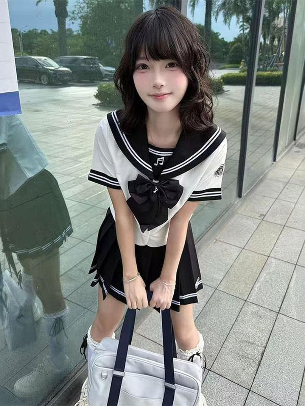 Sweet Kawaii JK Jk Sailor Waist Cinch Slimming Japanese School Women's Polyester Skirt Sets