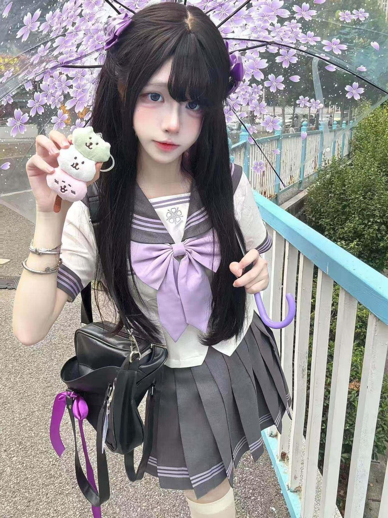 Sweet Kawaii JK Jk Waist Cinched Sailor Collar Short Sleeve Skirt Women's Polyester Skirt Sets