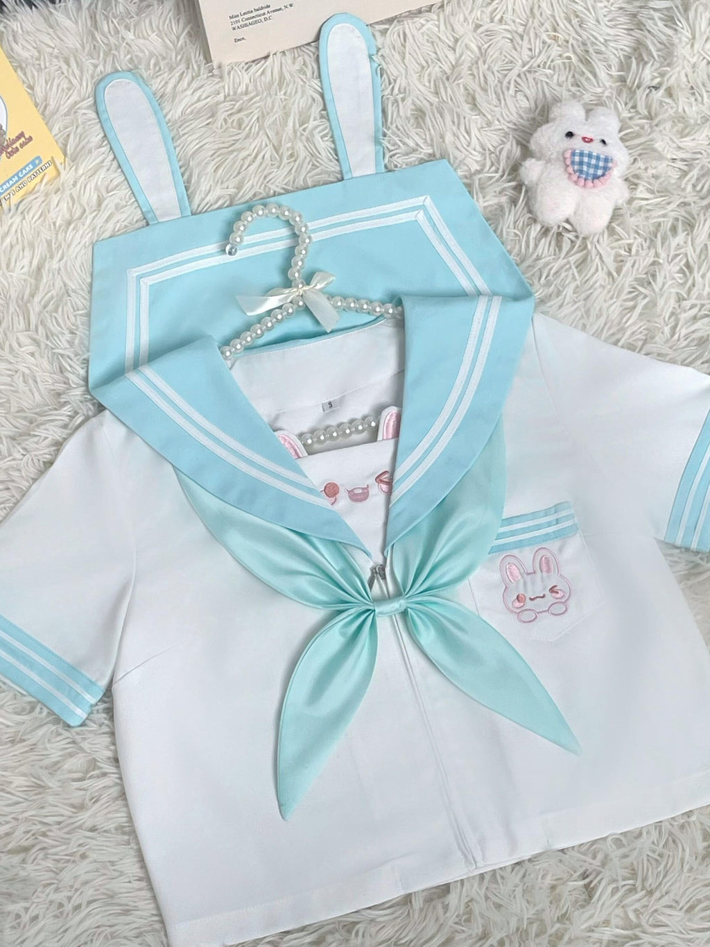 Sweet Kawaii JK Kawaii Jk Sailor Collar Short Sleeve Short Skirt Bow Women's Skirt Sets