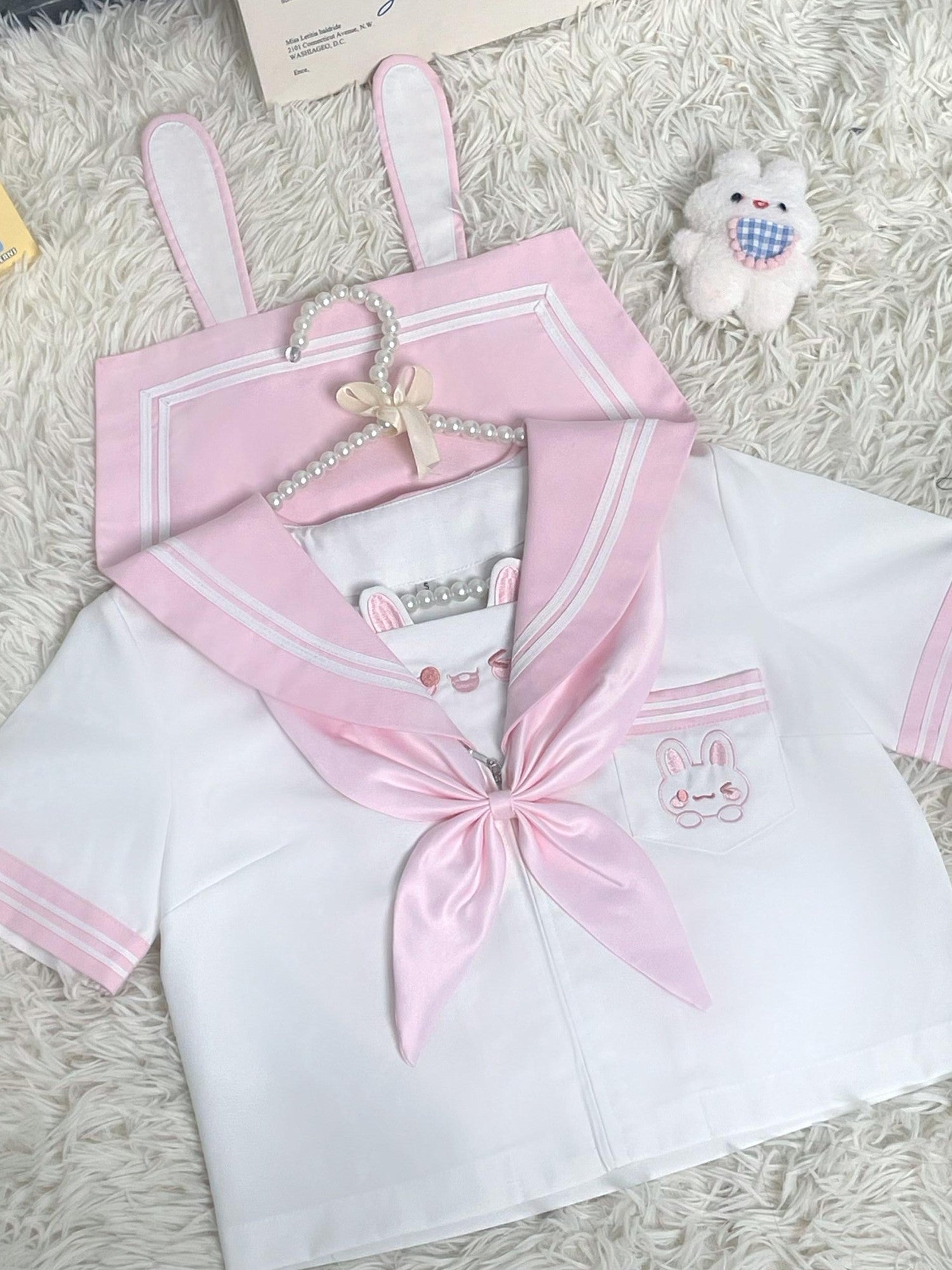 Sweet Kawaii JK Kawaii Jk Sailor Collar Short Sleeve Short Skirt Bow Women's Skirt Sets