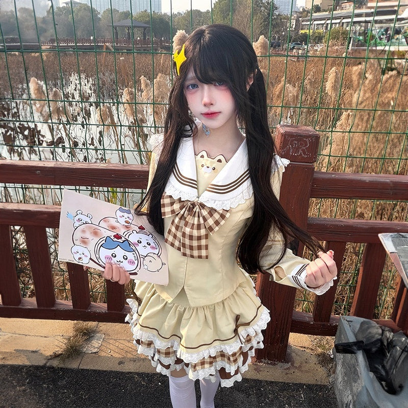 Sweet_Kawaii_JK_Light_Yellow_Sailor_Cinched_Waist_Short_Sleeve_Women's_Polyester_Skirt_Sets_1050322643817_MISSTT
