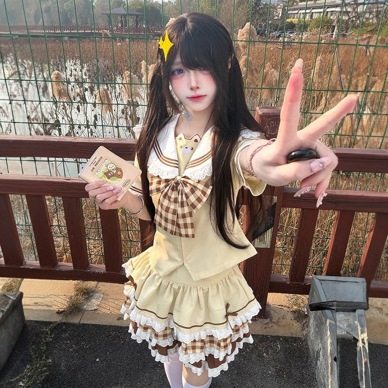 Sweet_Kawaii_JK_Light_Yellow_Sailor_Cinched_Waist_Short_Sleeve_Women's_Polyester_Skirt_Sets_1050322643817_MISSTT