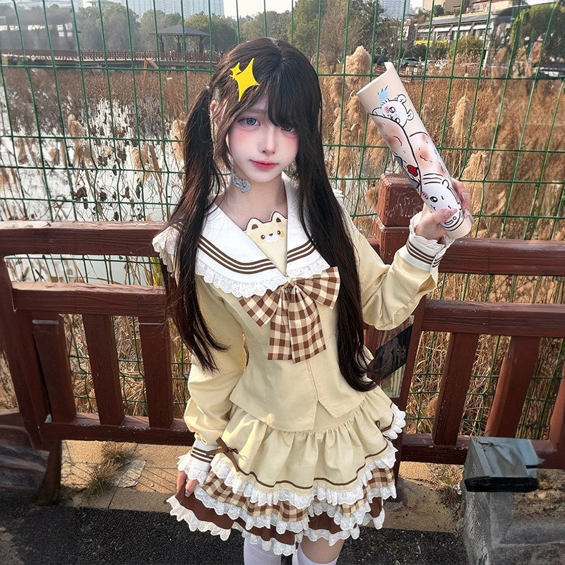 Sweet_Kawaii_JK_Light_Yellow_Sailor_Cinched_Waist_Short_Sleeve_Women's_Polyester_Skirt_Sets_1050322643817_MISSTT