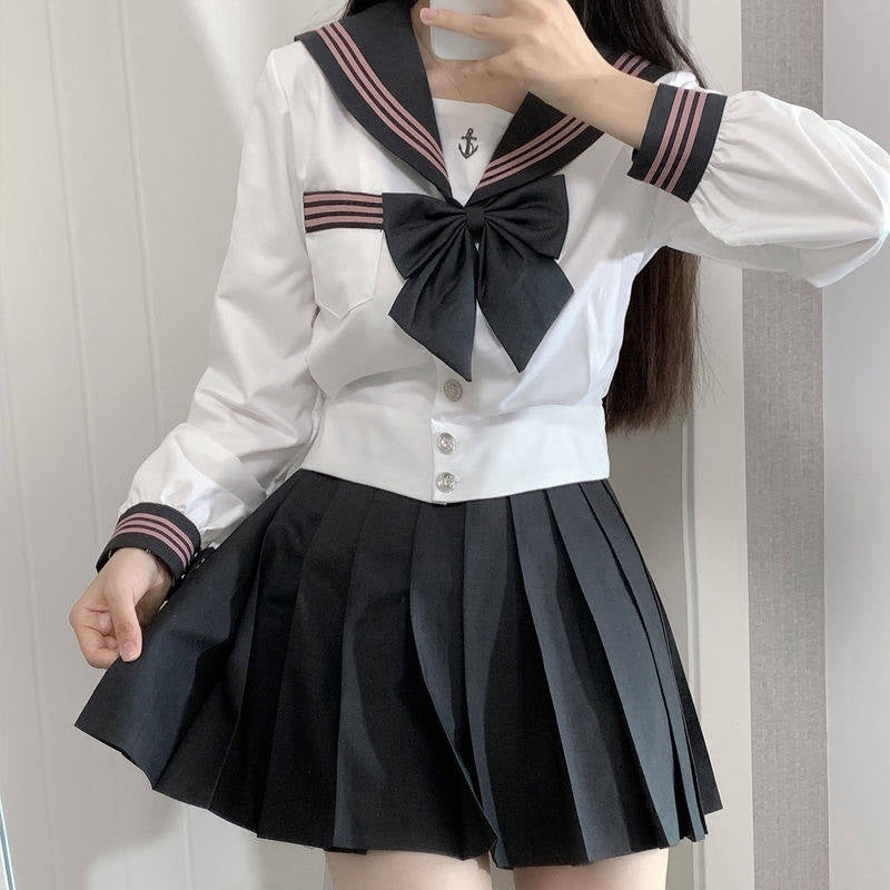 Sweet_Kawaii_JK_Nautical_Waist_Cinched_Sailor_Pleated_Short_Sleeve_Women's_Polyester_Skirt_Sets_955565734451_MISSTT