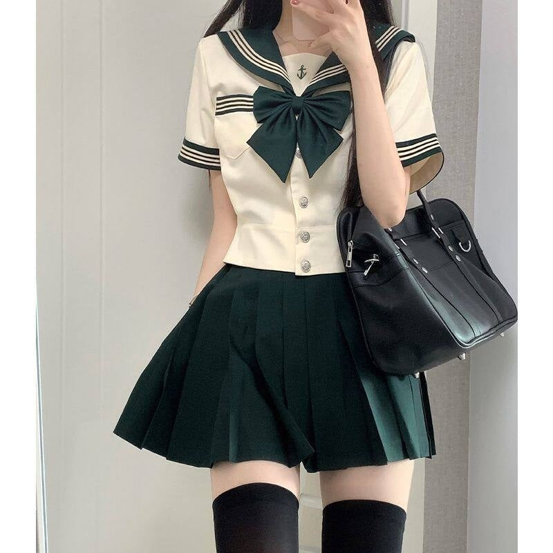 Sweet_Kawaii_JK_Nautical_Waist_Cinched_Sailor_Pleated_Short_Sleeve_Women's_Polyester_Skirt_Sets_955565734451_MISSTT
