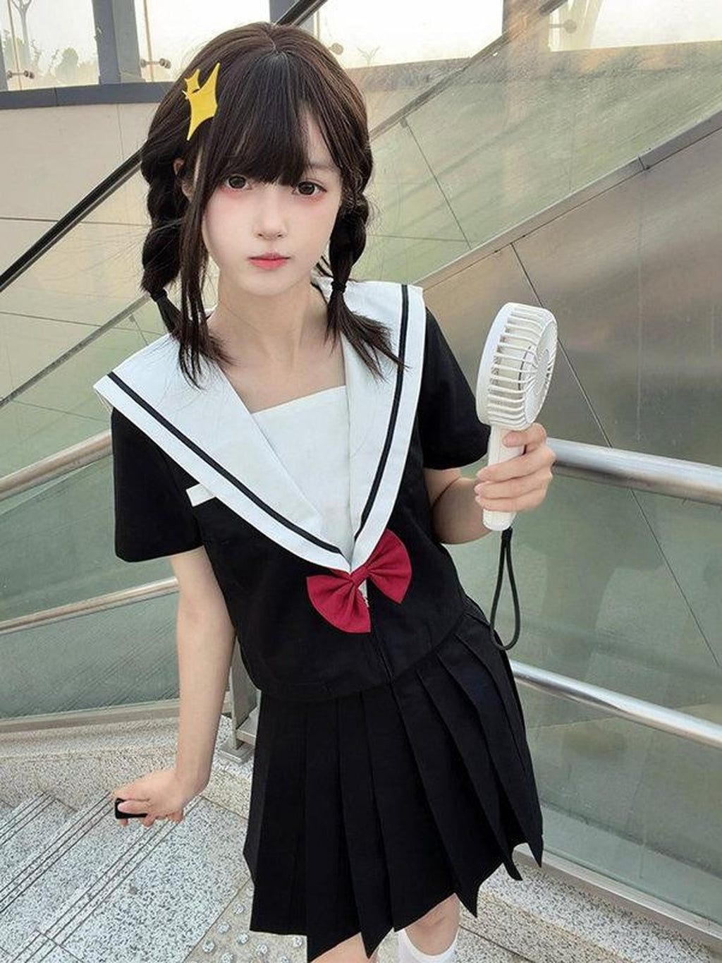 Sweet Kawaii JK Navy Sailor Collar Short Sleeve School Japanese Women's Polyester Skirt Sets