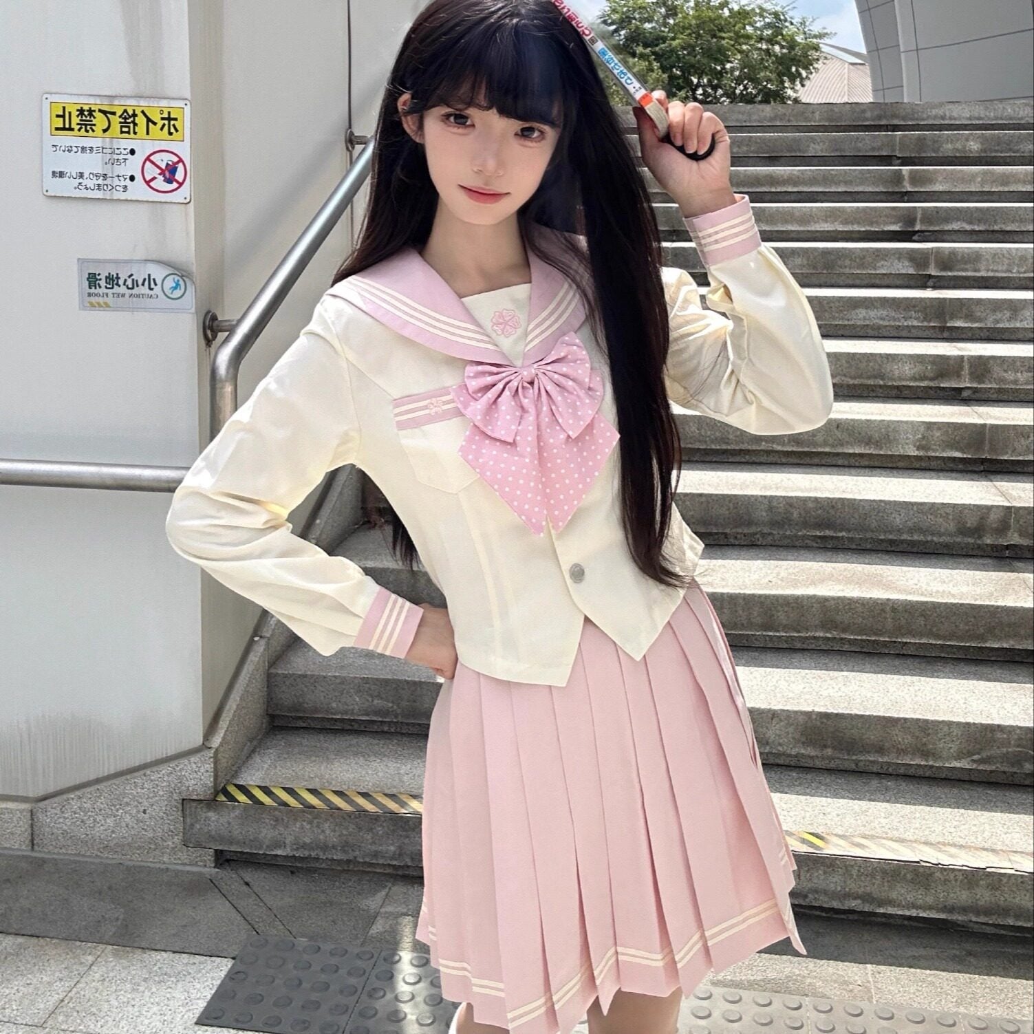Sweet_Kawaii_JK_Pink_Embroidered_Sailor_Short_Sleeve_Pleated_Collar_Women's_Polyester_Skirt_Sets_962856243239_MISSTT