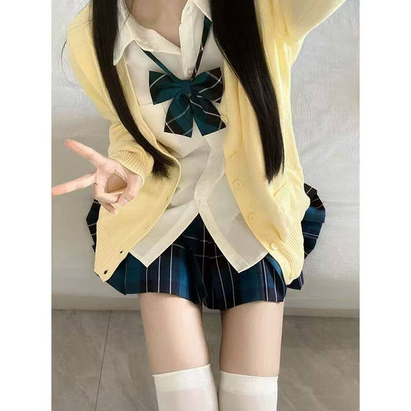 Sweet_Kawaii_JK_Plaid_Cardigan_Jk_Uniform_Long_Sleeve_Shirt_Bow_Women's_Knit_Skirt_Sets_997153590306_MISSTT