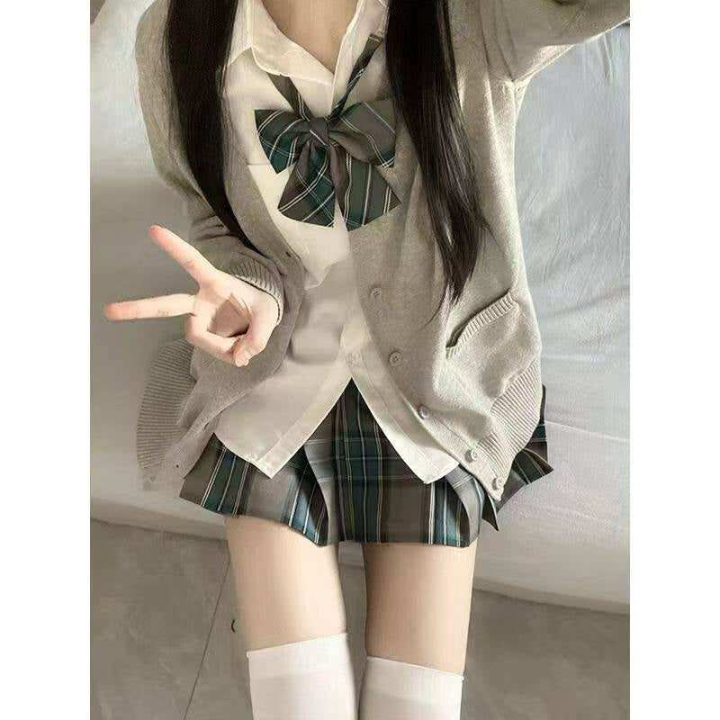 Sweet_Kawaii_JK_Plaid_Cardigan_Jk_Uniform_Long_Sleeve_Shirt_Bow_Women's_Knit_Skirt_Sets_997153590306_MISSTT