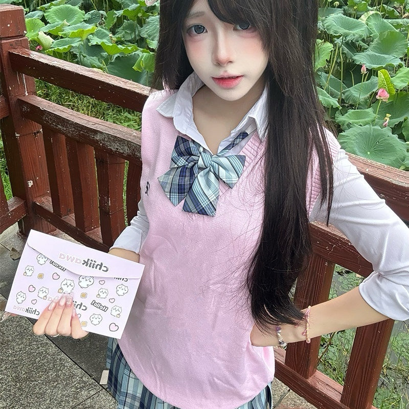 Sweet_Kawaii_JK_Plaid_Jk_Schoolgirl_V-neck_Layered_Women's_Knit_Vest_Long_Sleeve_Skirt_Sets_981635774687_MISSTT