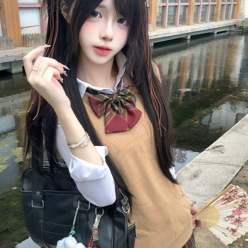 Sweet_Kawaii_JK_Plaid_Jk_Schoolgirl_V-neck_Layered_Women's_Knit_Vest_Long_Sleeve_Skirt_Sets_981635774687_MISSTT