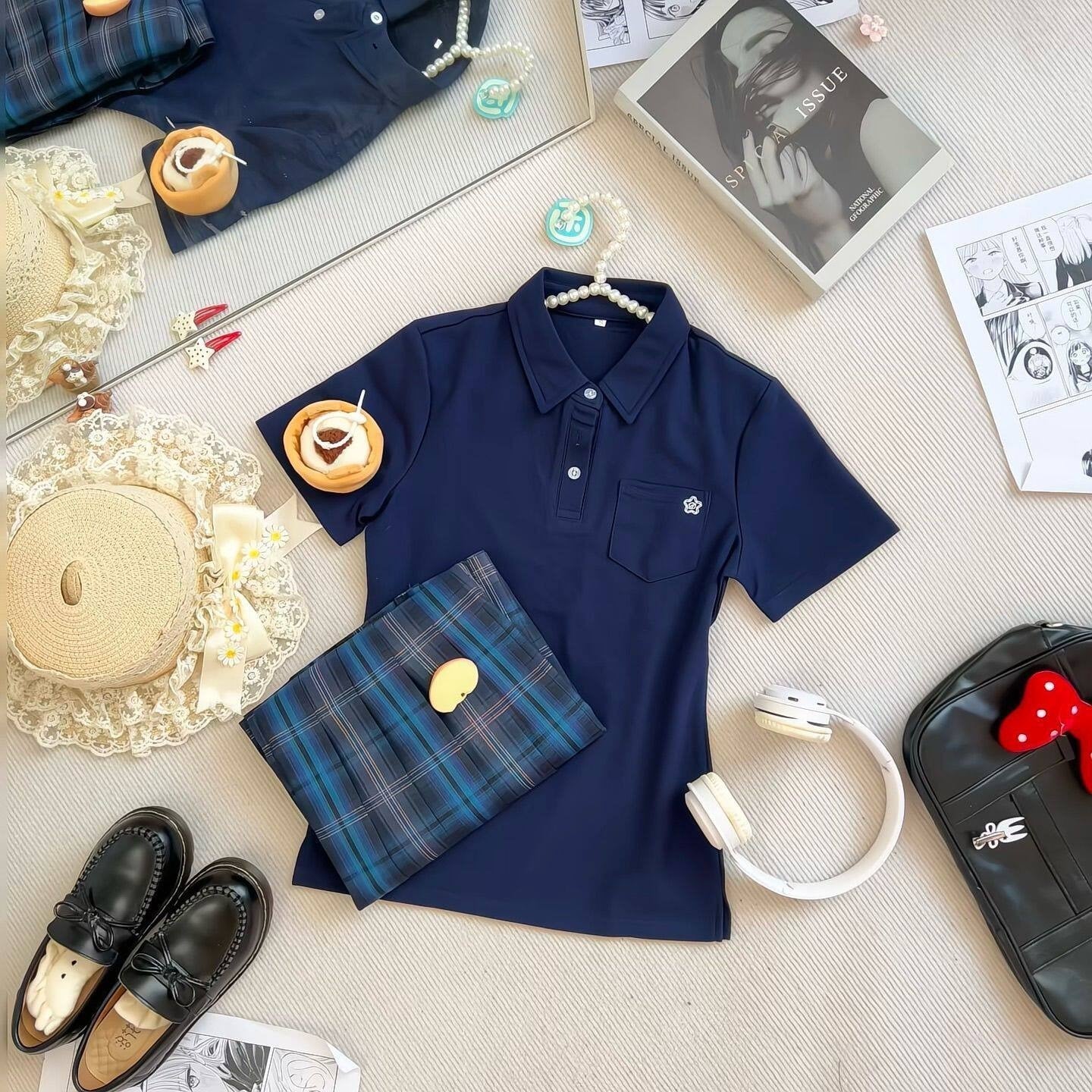 Sweet_Kawaii_JK_Pleated_Plaid_Jk_Polo_Short_Sleeve_Turn_Down_Collar_Women's_Polyester_Skirt_Sets_1059236867224_MISSTT