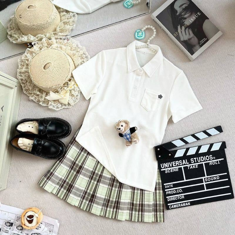 Sweet_Kawaii_JK_Pleated_Plaid_Jk_Polo_Short_Sleeve_Turn_Down_Collar_Women's_Polyester_Skirt_Sets_1059236867224_MISSTT