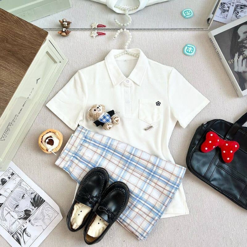 Sweet_Kawaii_JK_Pleated_Plaid_Jk_Polo_Short_Sleeve_Turn_Down_Collar_Women's_Polyester_Skirt_Sets_1059236867224_MISSTT