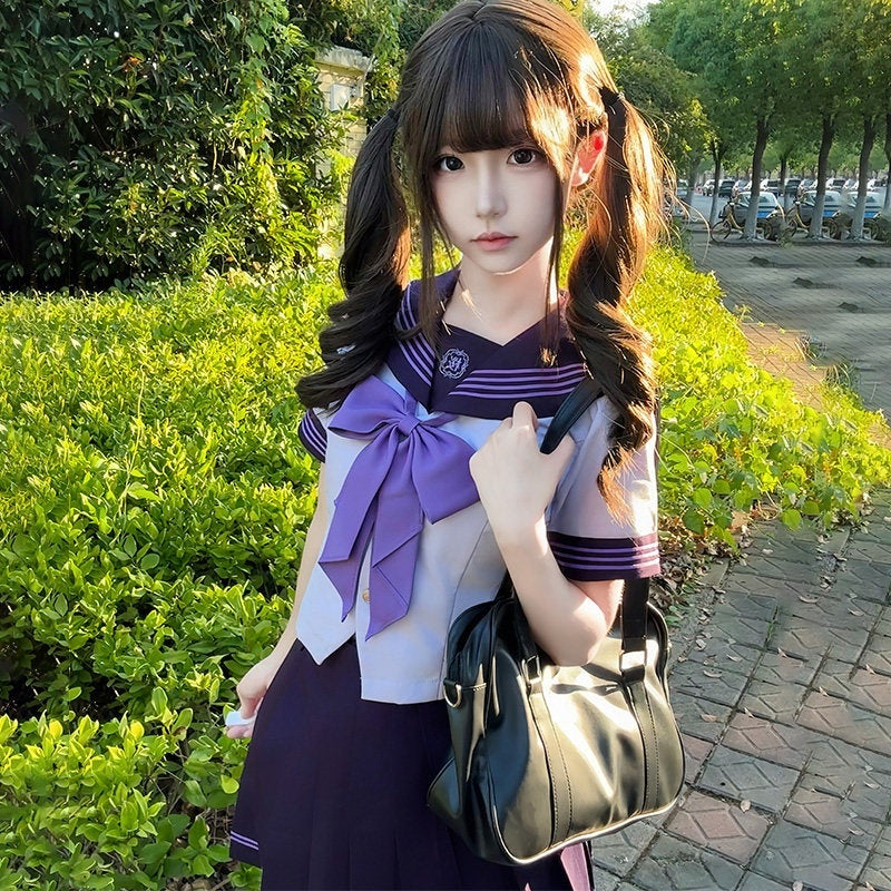 Sweet_Kawaii_JK_Purple_Cinched_Waist_Sailor_Collar_Short_Sleeve_Women's_Polyester_Skirt_Sets_1040686687784_MISSTT