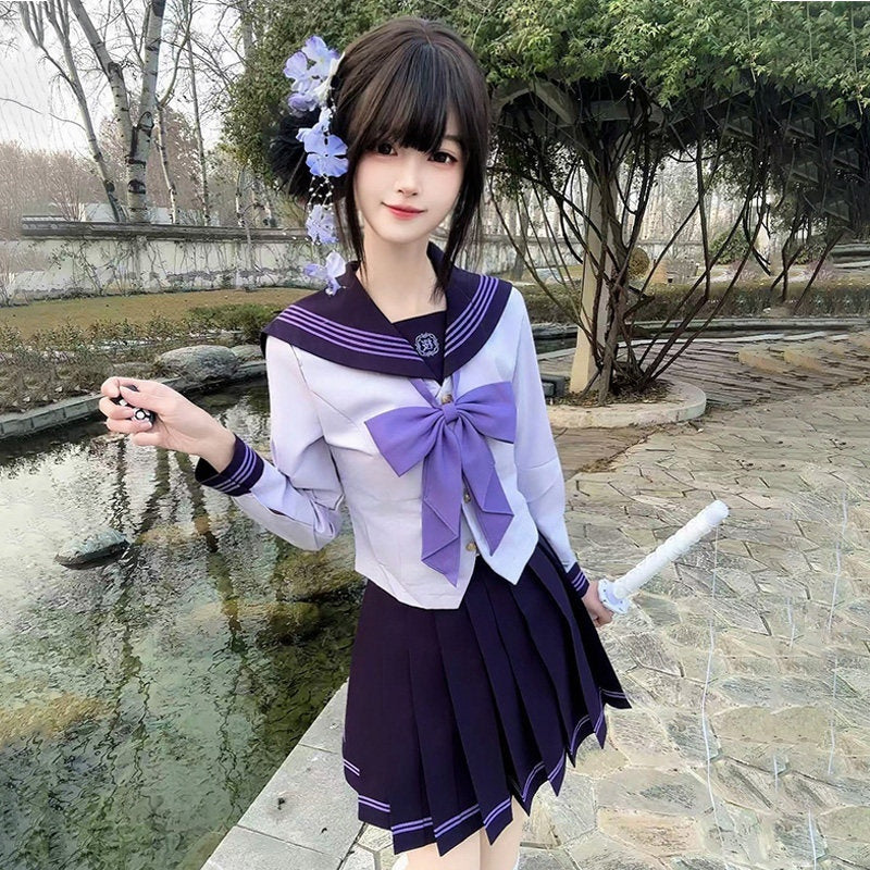 Sweet_Kawaii_JK_Purple_Cinched_Waist_Sailor_Collar_Short_Sleeve_Women's_Polyester_Skirt_Sets_1040686687784_MISSTT