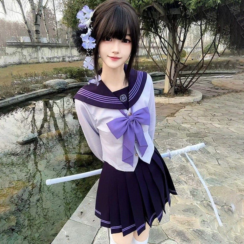 Sweet_Kawaii_JK_Purple_Cinched_Waist_Sailor_Collar_Short_Sleeve_Women's_Polyester_Skirt_Sets_1040686687784_MISSTT
