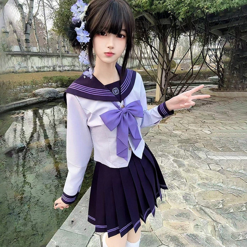 Sweet_Kawaii_JK_Purple_Cinched_Waist_Sailor_Collar_Short_Sleeve_Women's_Polyester_Skirt_Sets_1040686687784_MISSTT