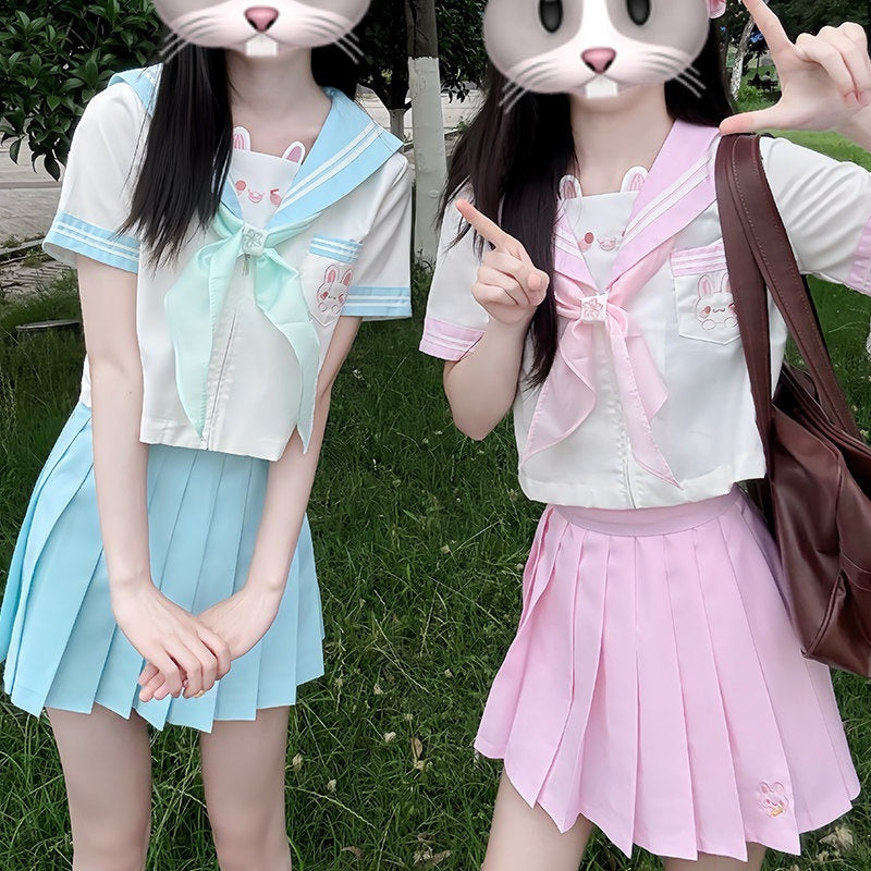 Sweet_Kawaii_JK_Rabbit_Sailor_Collar_Japanese_Short_Sleeve_Short_Skirt_Women's_Skirt_Sets_938554328244_MISSTT