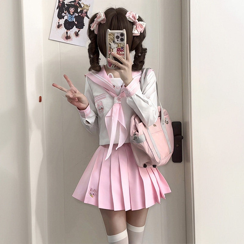 Sweet_Kawaii_JK_Rabbit_Sailor_Collar_Japanese_Short_Sleeve_Short_Skirt_Women's_Skirt_Sets_938554328244_MISSTT